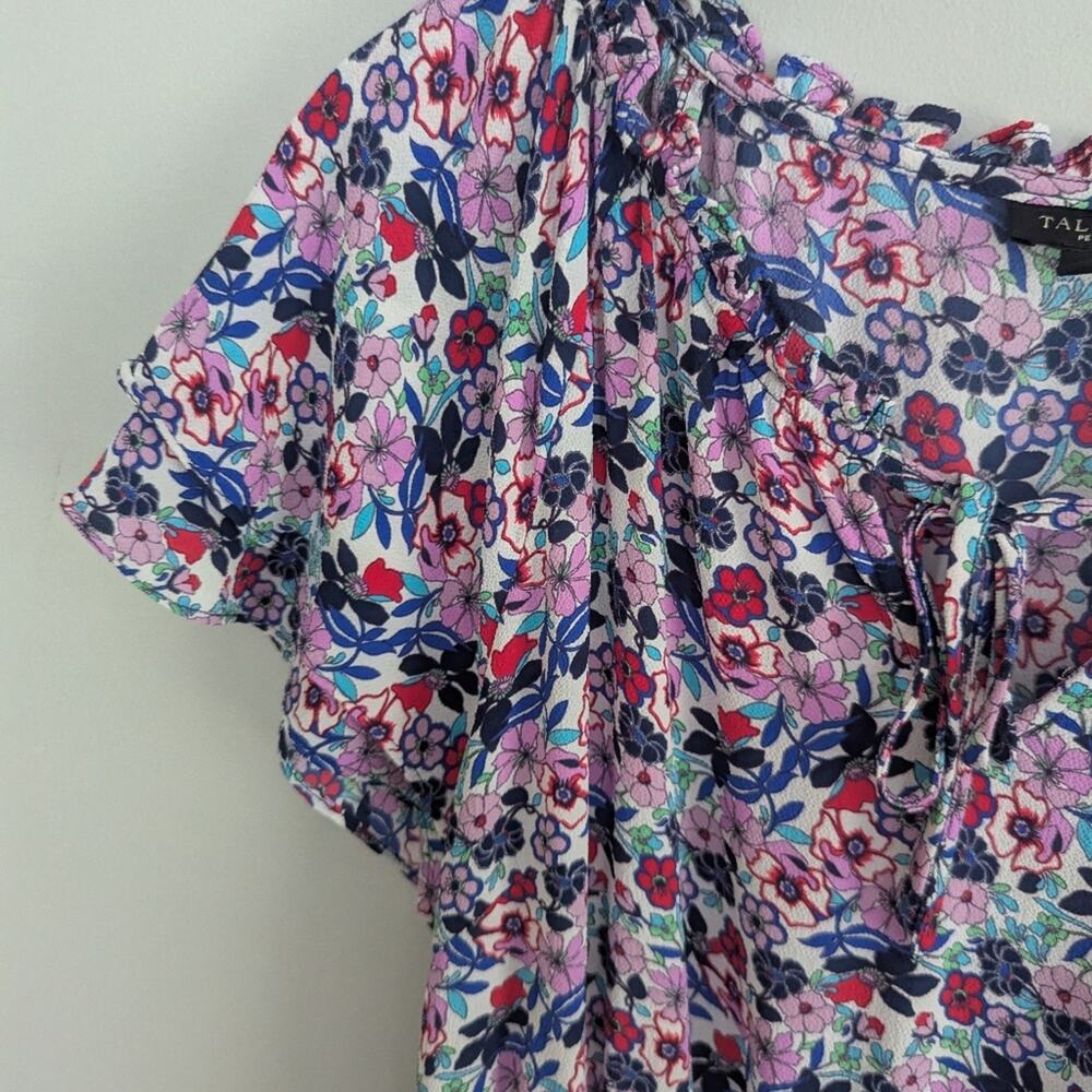 Women's Talbots 14 Petite Paradise Floral Popover Purple Pink White - Picture 4 of 6
